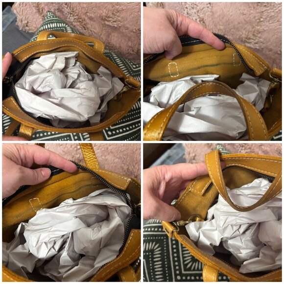 Portland Leather Goods PLG UNICORN Honeycomb gold Zippered Mini Crossbody Tote - Picture 15 of 15